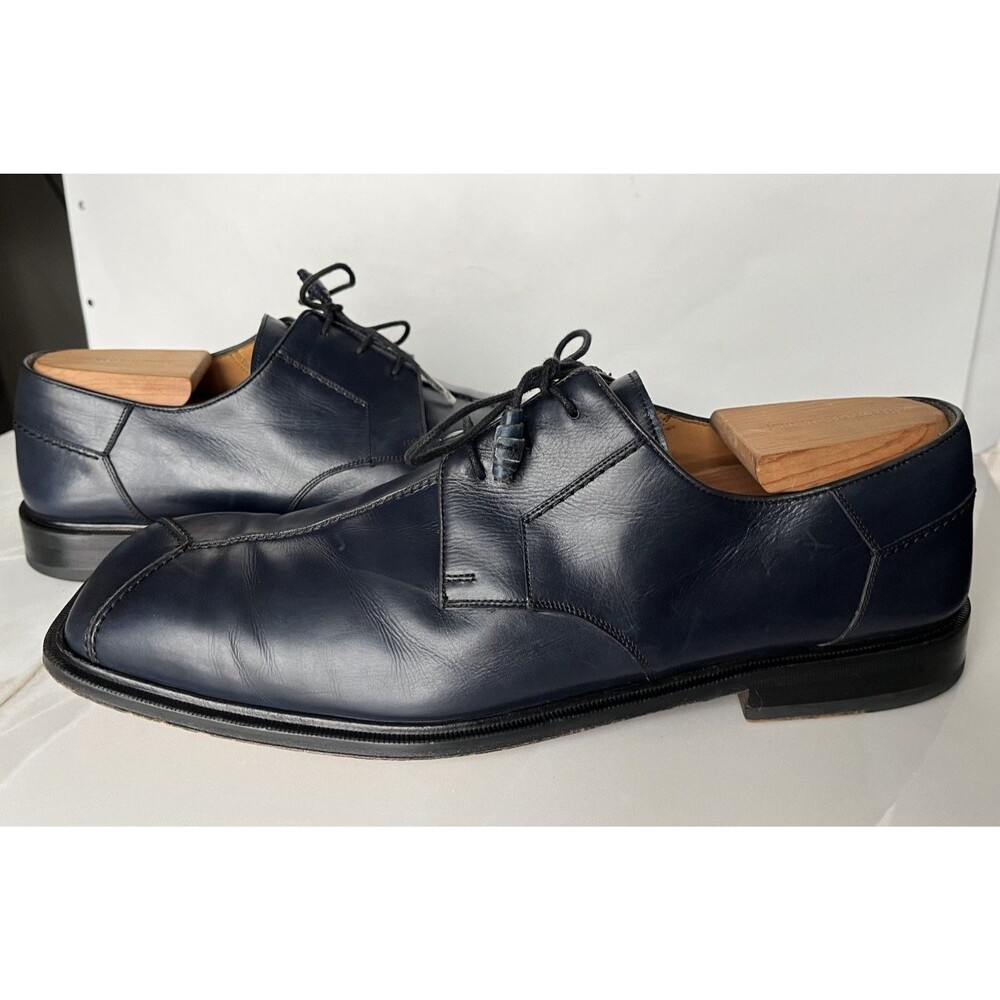 Mezlan Square Toe Navy Blue Leather Lace Up Oxfords Sz 11.5 Dress Men Shoes